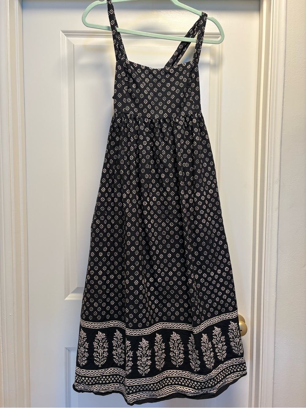 J. Crew Black Midi Sundress with White Floral Border